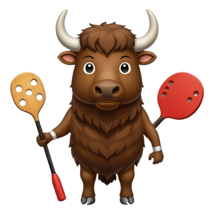 Standing Buffalo with pickleball paddle in front hoof  sticker