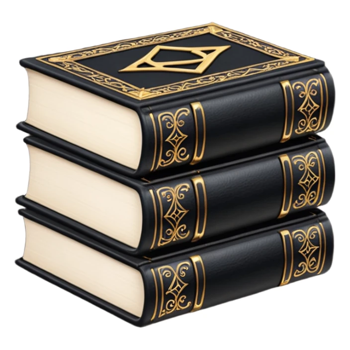 5 black gothic books on top sticker