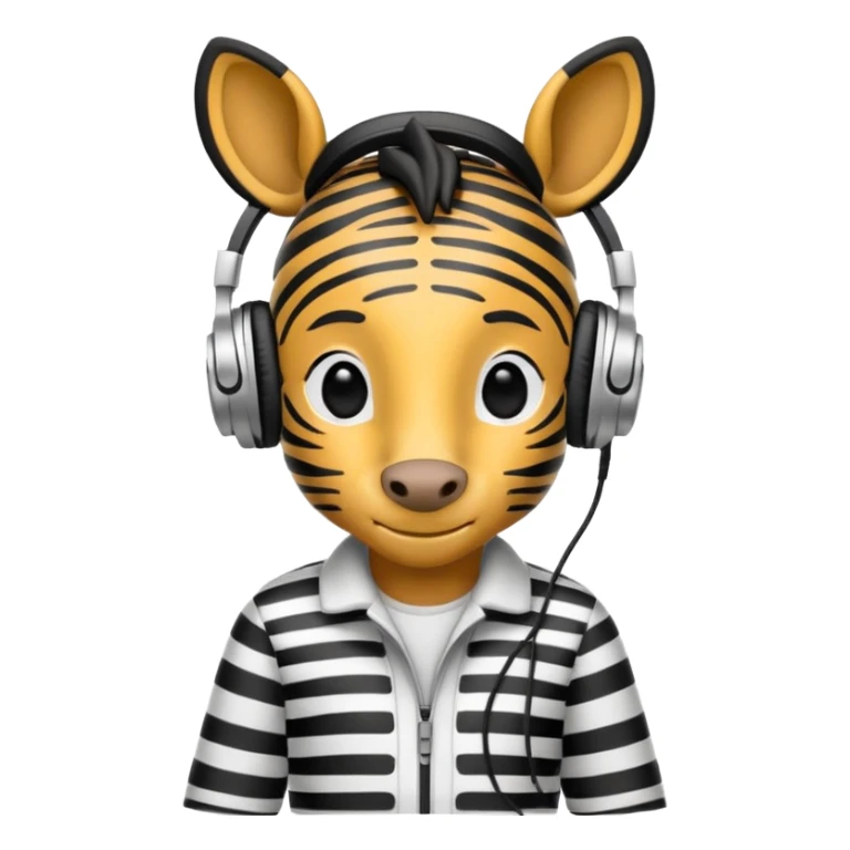 A zebra listening to music sticker