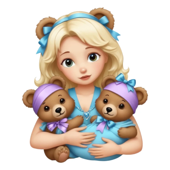 woman hugging baby bears with ribbons and crystals sticker