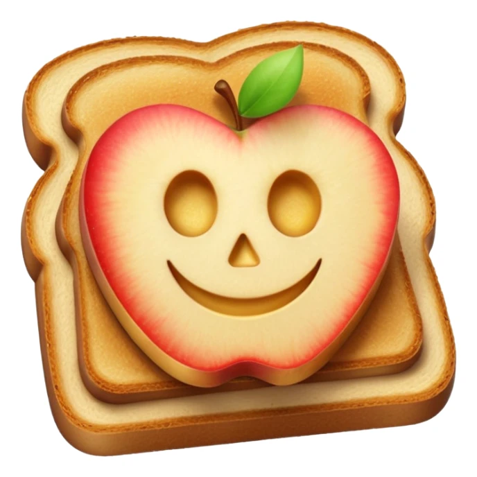 toast with apple slices on top, soft gradients emoji style, no text sticker