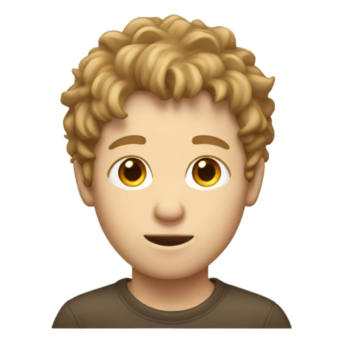 White boy, with light brown shaggy hair covering forehesd sticker
