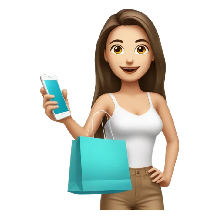 caucassian influencer taking selfie with a shopping bag sticker