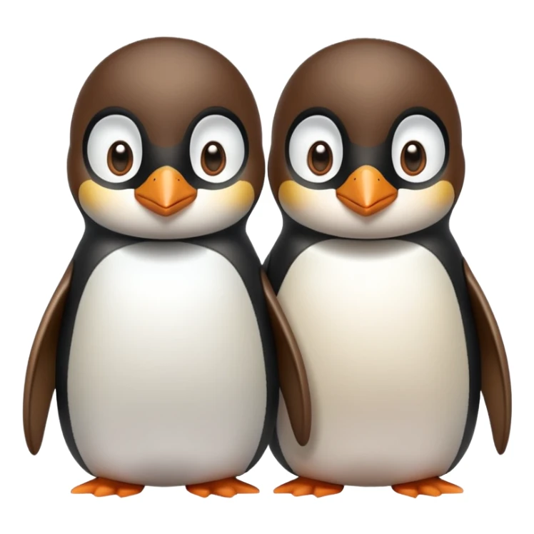 2 Penguins one with Brown hair sticker