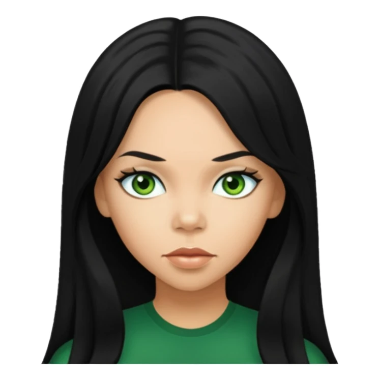Kiely Williams with long black hair, green eyes sticker