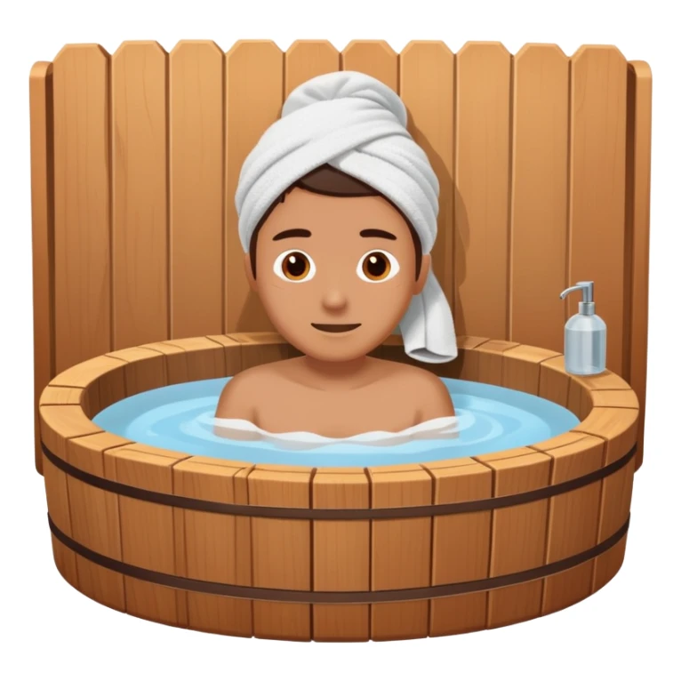 person relaxing in wooden hot tub sticker