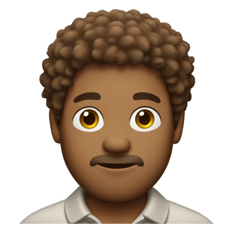 brown fluffy hair man with a polo shirt sticker