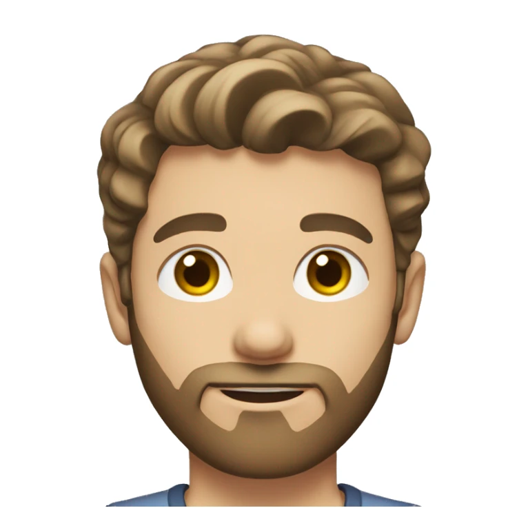 a young white man with gray eyes, a beard and short brown hair sticker