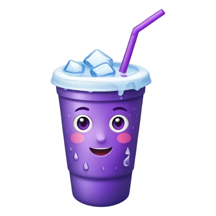 A purple drink with ice cubes in it in a styrofoam cup sticker