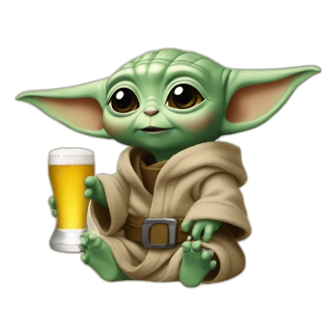 Baby yoda qui boit une biere sticker