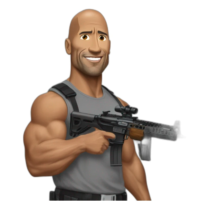 The rock estilo realista con un rifle en el hombro sticker