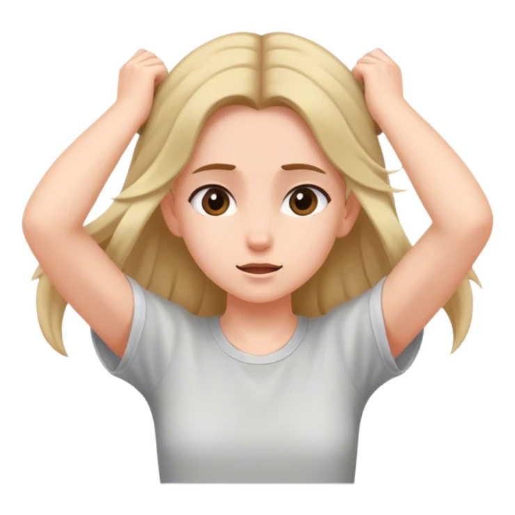 girl slyly moving hair behind her ears sticker