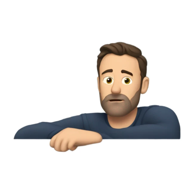 Exhausted Ben Affleck smoking on a balcony sticker