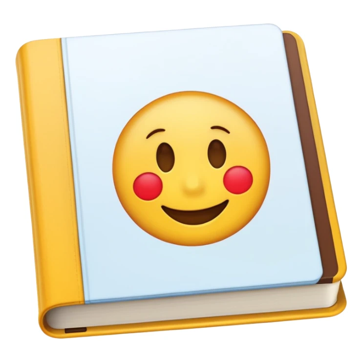 A textbook with the word 'emoji' written on the cover sticker