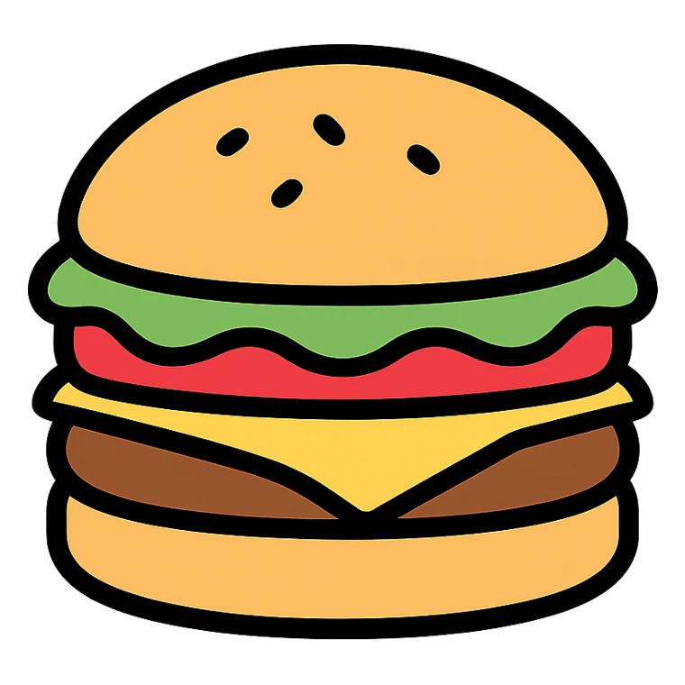 color outline icon of a cheeseburger sticker