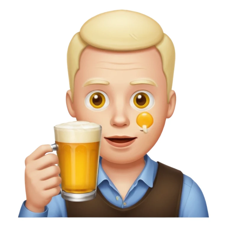 a man drinking a pint of raw eggs, emoji style sticker