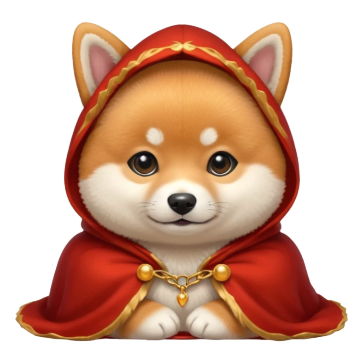 baby shiba dog, in magic red cloak sticker