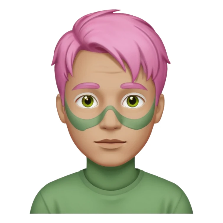 pink haired man with full full face green clay mask sticker