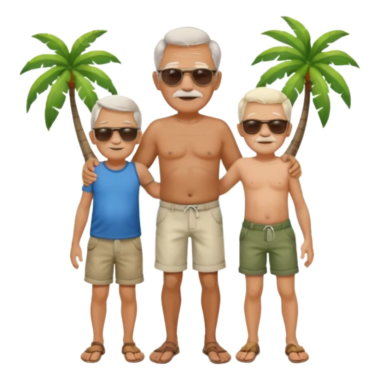 Old man holding little boys on island sticker