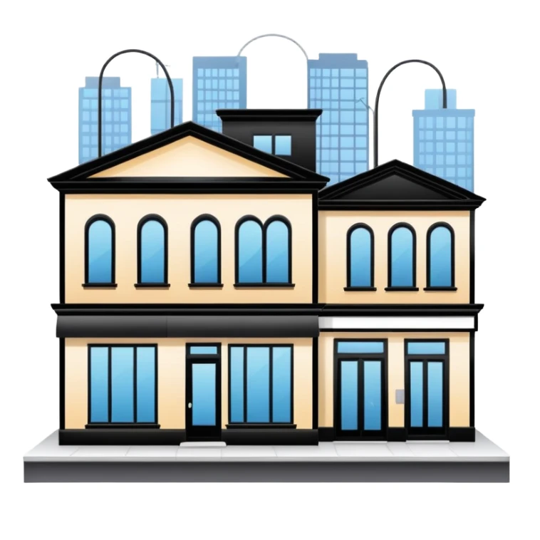 three beauty salon buildings connected by lines sticker