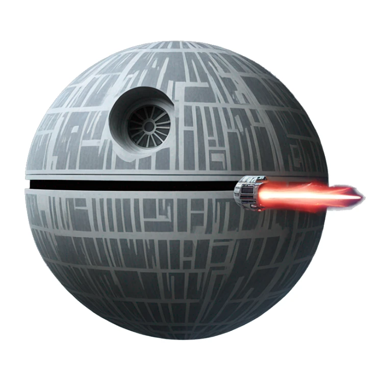 death star shooting laser out of itself sticker