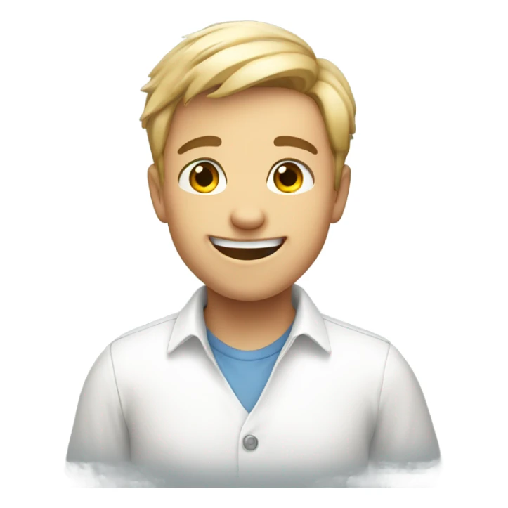 smiling boy in white shirt saying hi  sticker