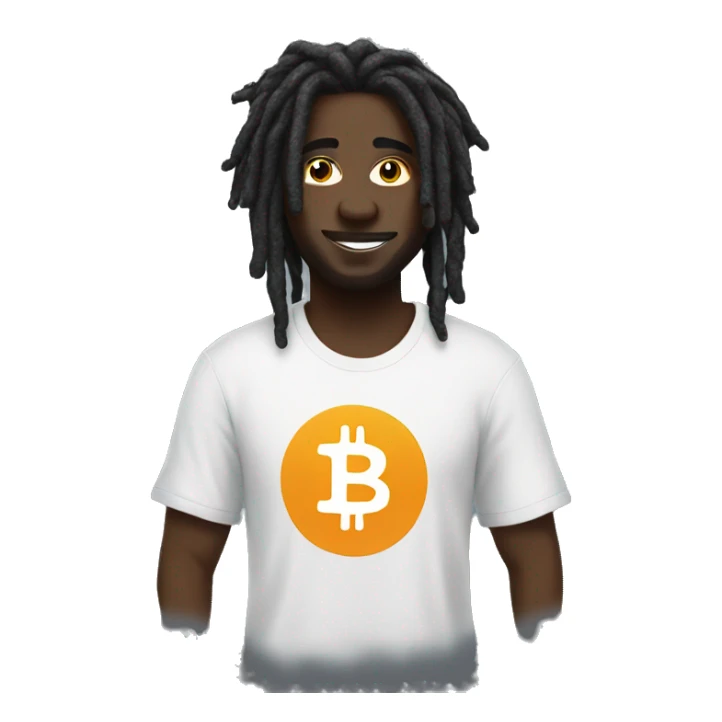 Black with dreads wearing a bitcoin shirt  sticker