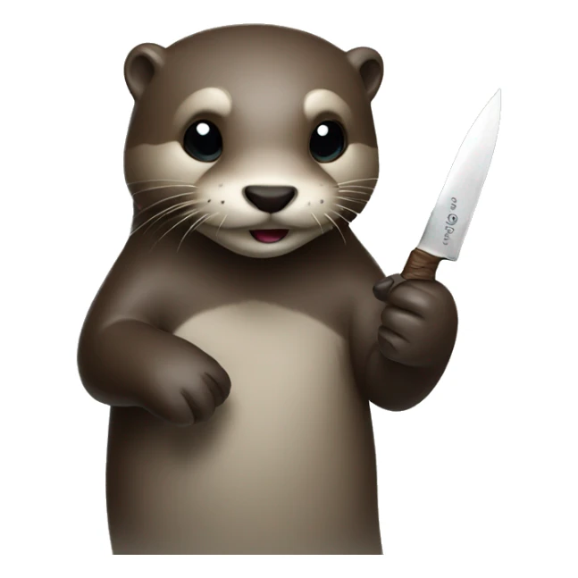 otter with knife  sticker