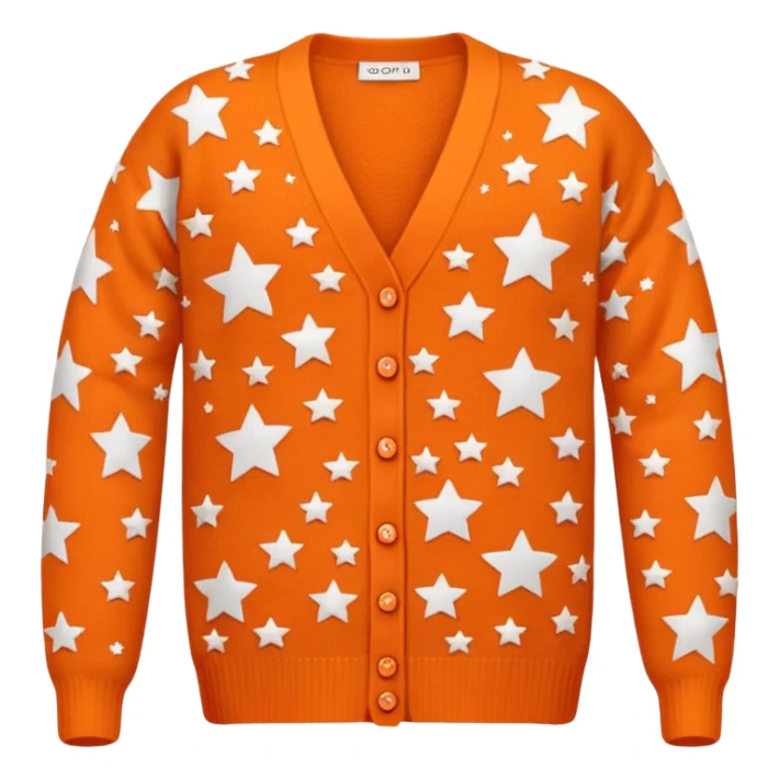 Orange cardigan with stars sticker