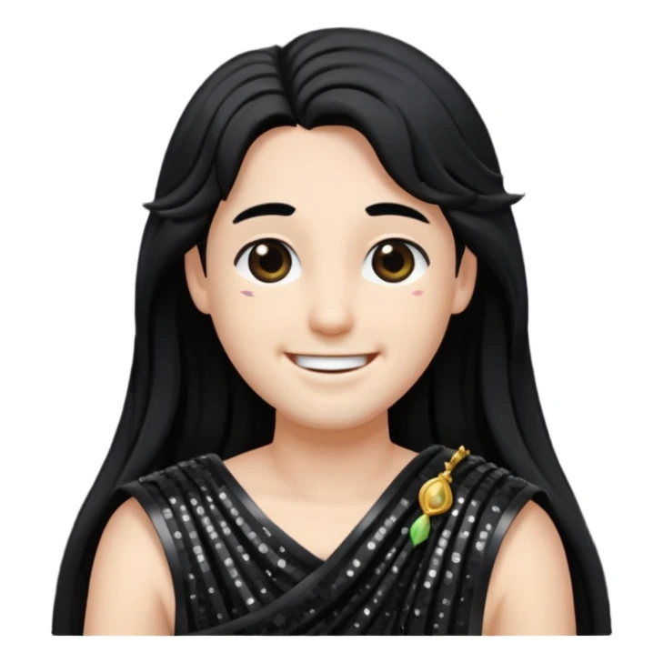 Pluto from Roman Deities with long black hair, black sequin toga sticker