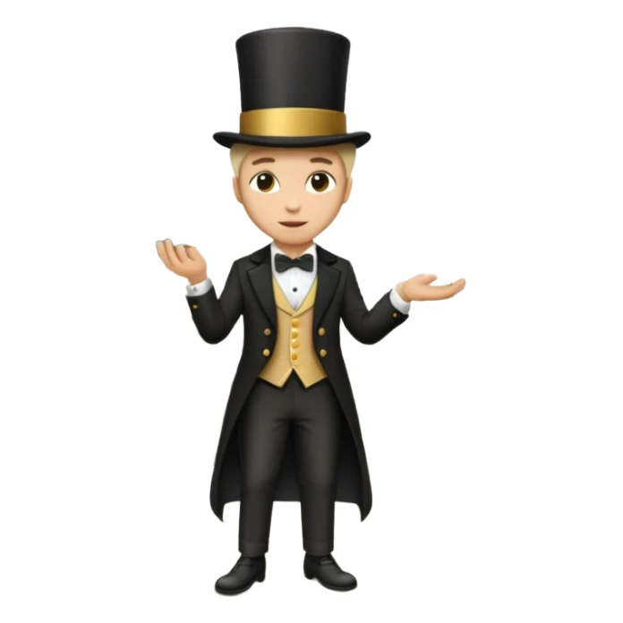 Magician with top hat,Street Performers,background street setup, with coins box, foot path. sticker