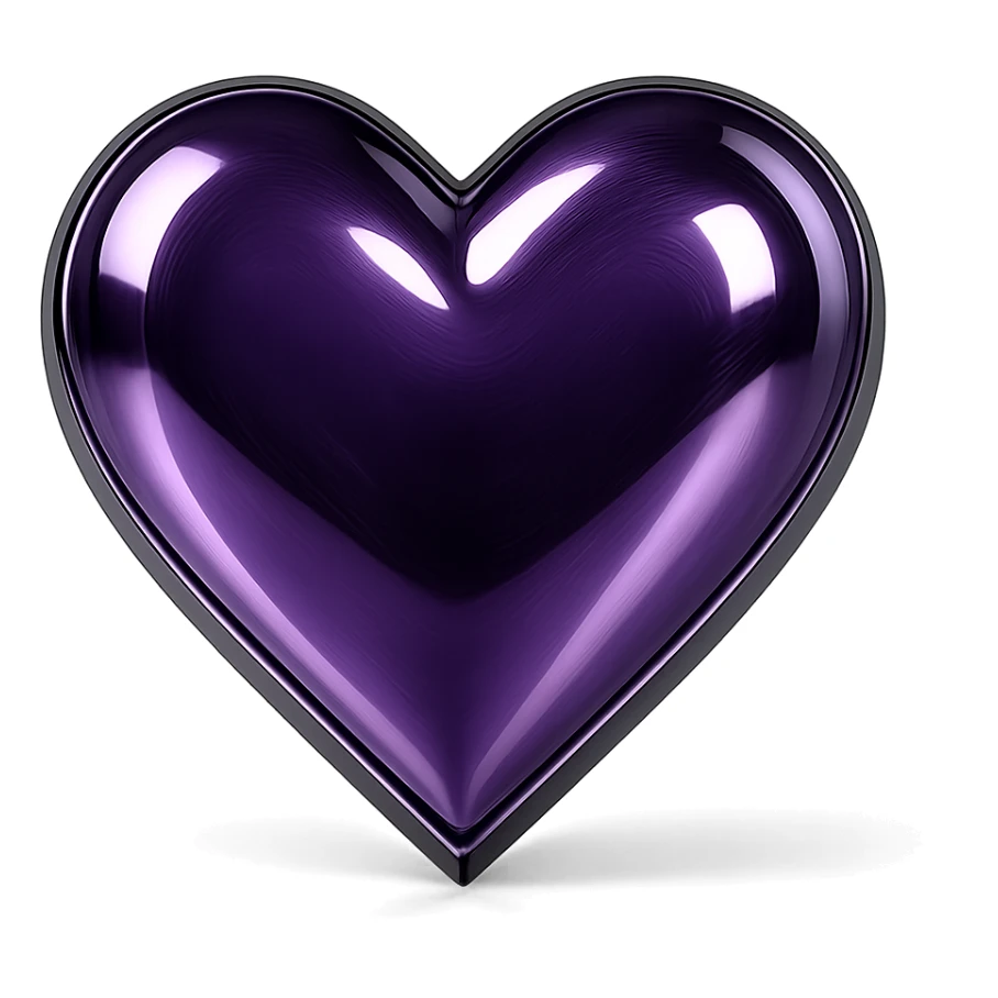 purple heart, reflective, chrome style, no text sticker