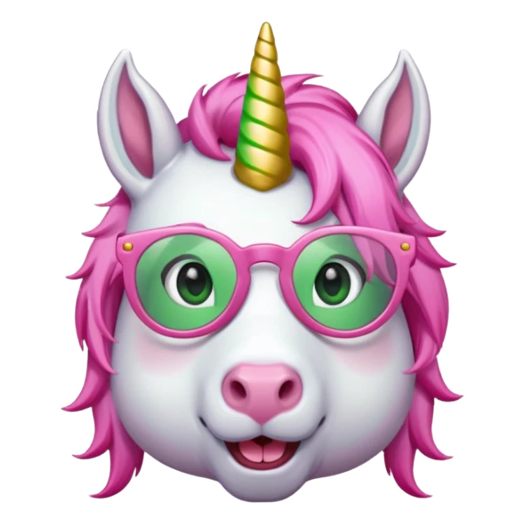 unicorn with green glasses and pink hair sticker