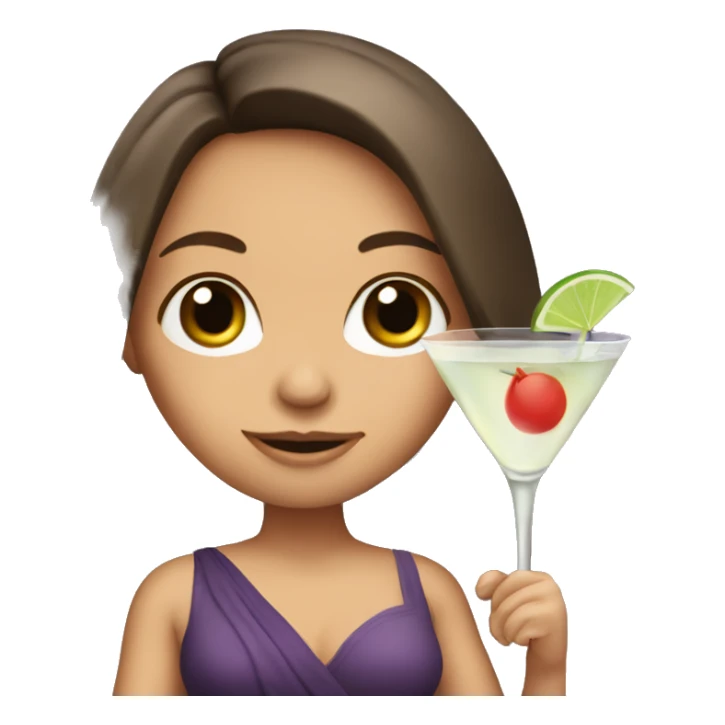 Long hair Brunette girl holding martini  sticker