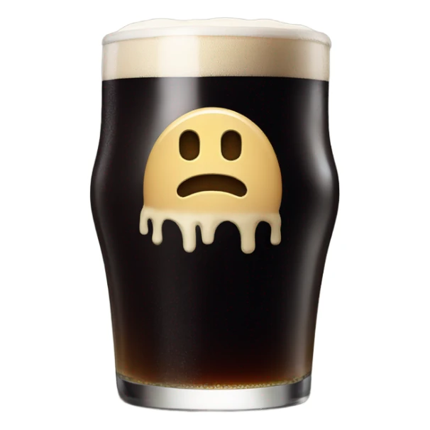 Pint of Guinness with creepy smiley face sticker
