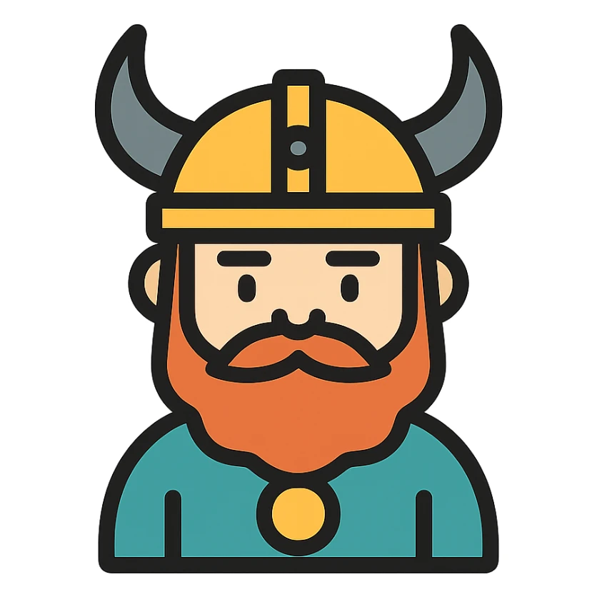 viking viking character, color outline icon style sticker