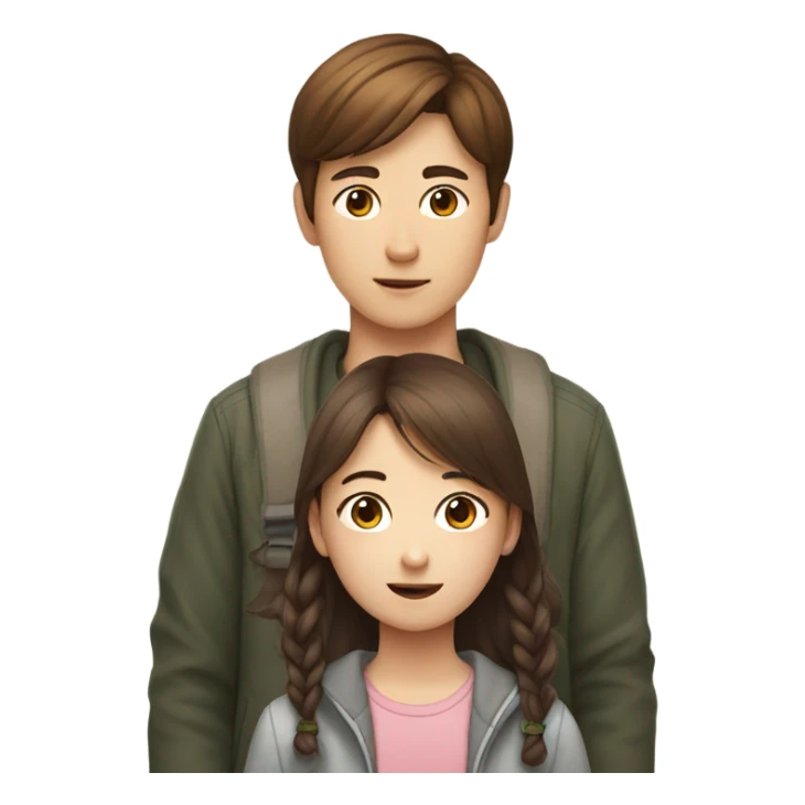 Girl with brown hair with Korean boy sticker