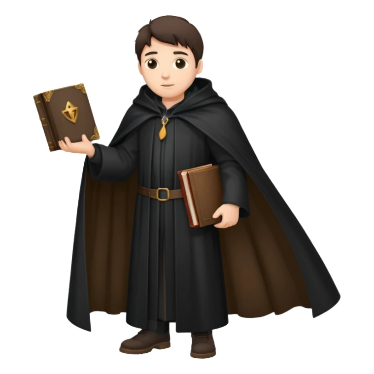 A wandering philosopher in a long black cloak with a book full height sticker