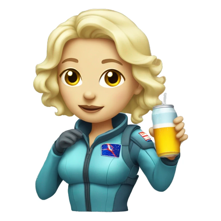 Blonde female Space cadet drinking a cooler  sticker