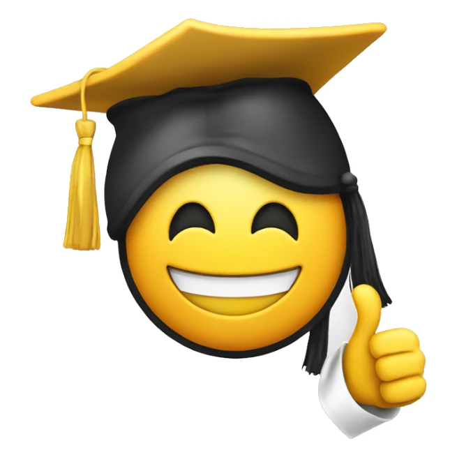 Smile smiley face with a thumbs up wearing a graduation cap sticker