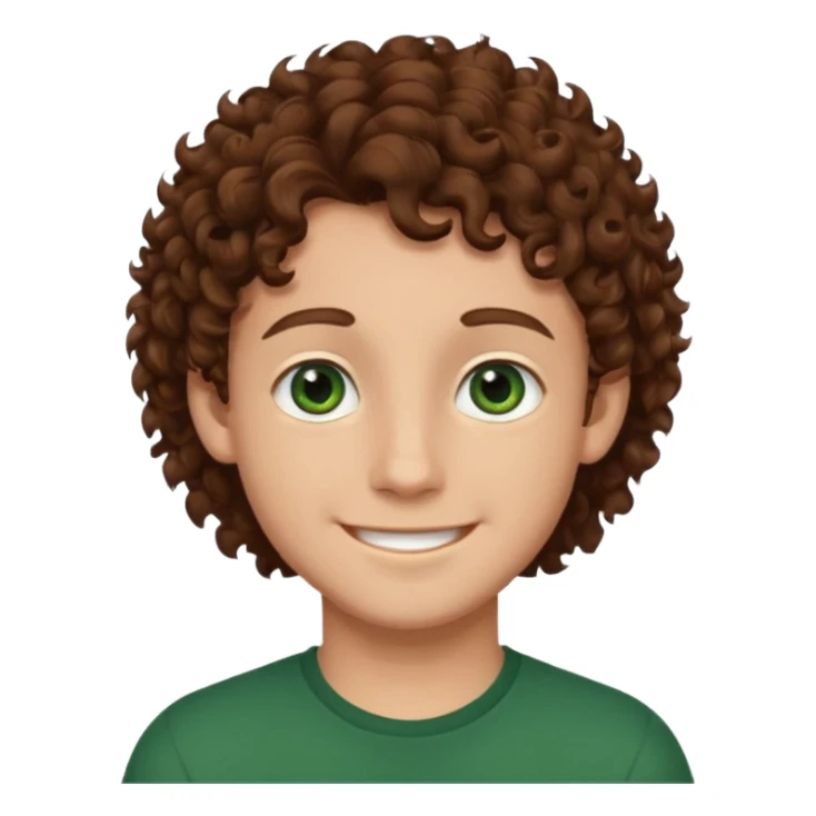 Boy with brown curly hair and dark green eyes sticker