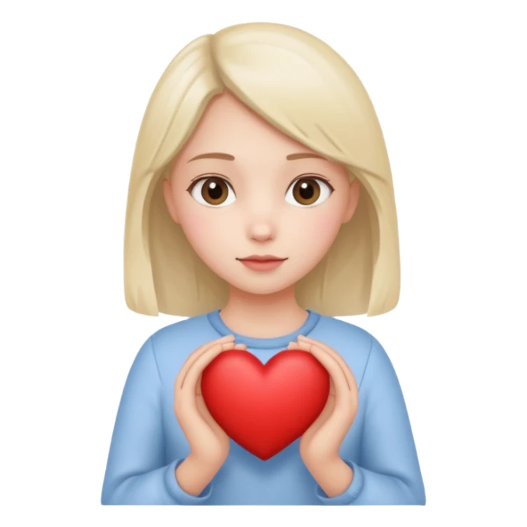 pure girl holding a heart in her hands, simple, clean, soft expression sticker