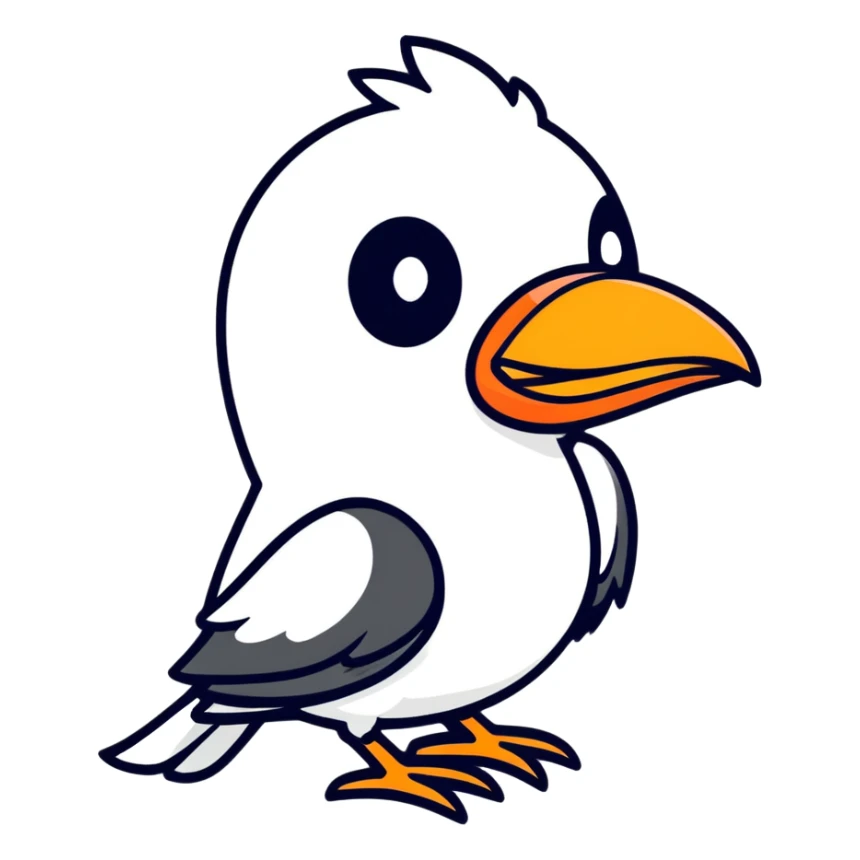black bird with sunglasses and orange beak sticker