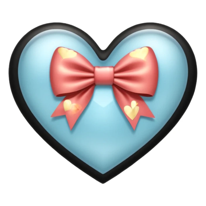 frosted glass black heart with a gold bow and heart pattern on the bow sticker