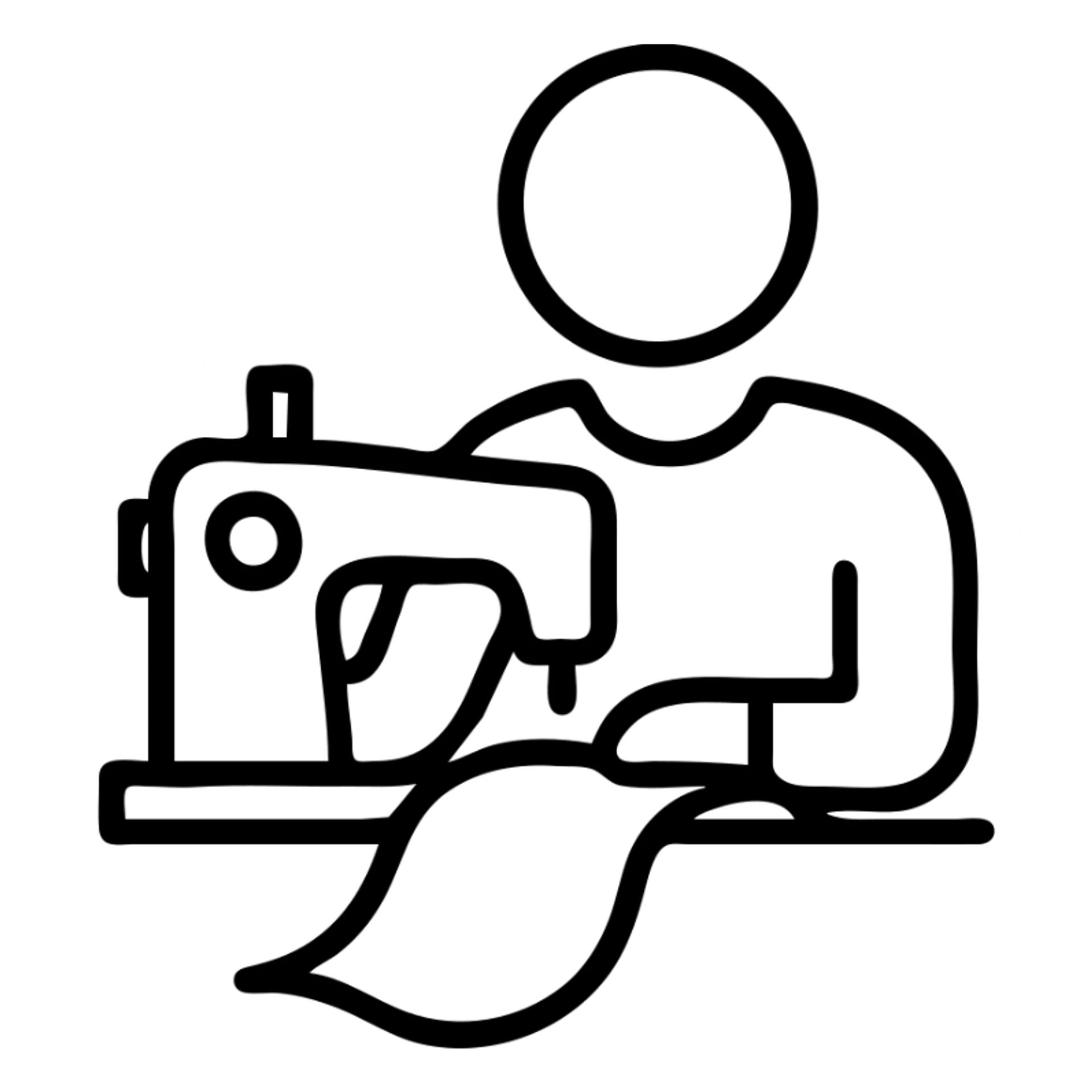 outlined icon of a tailor sewing, no fill sticker