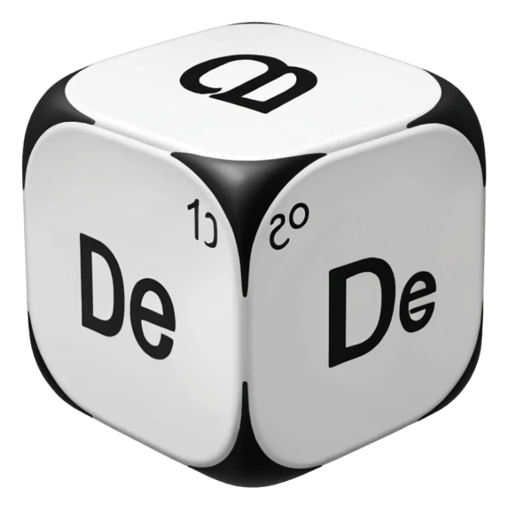 create a dice with the word der die das written on each visible side sticker