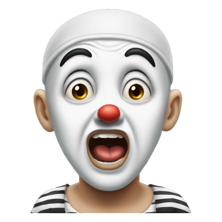 photorealistic The French Mime is in shocked sticker