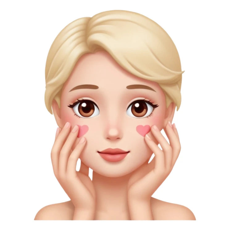 Blush face with heart eyes and hand on face sticker