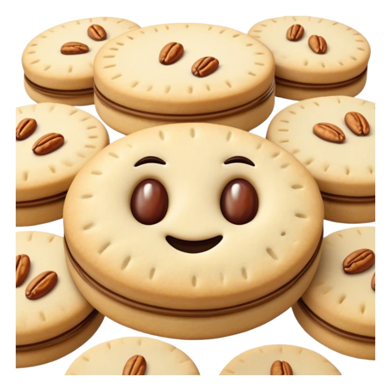 Cinematic Realistic Ma'amoul Dessert Emoji, featuring delicate shortbread cookies filled with dates or nuts rendered with intricate detail and warm, inviting lighting. sticker