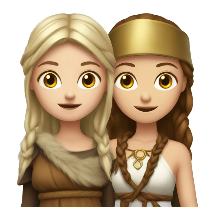 2 druid girls caucasian together sticker
